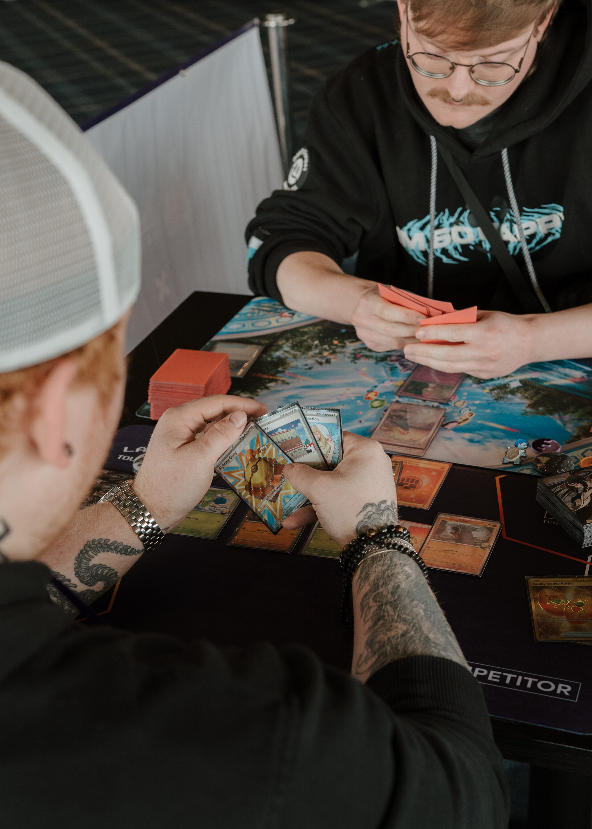 Players competing at The Lab Con TCG tournament