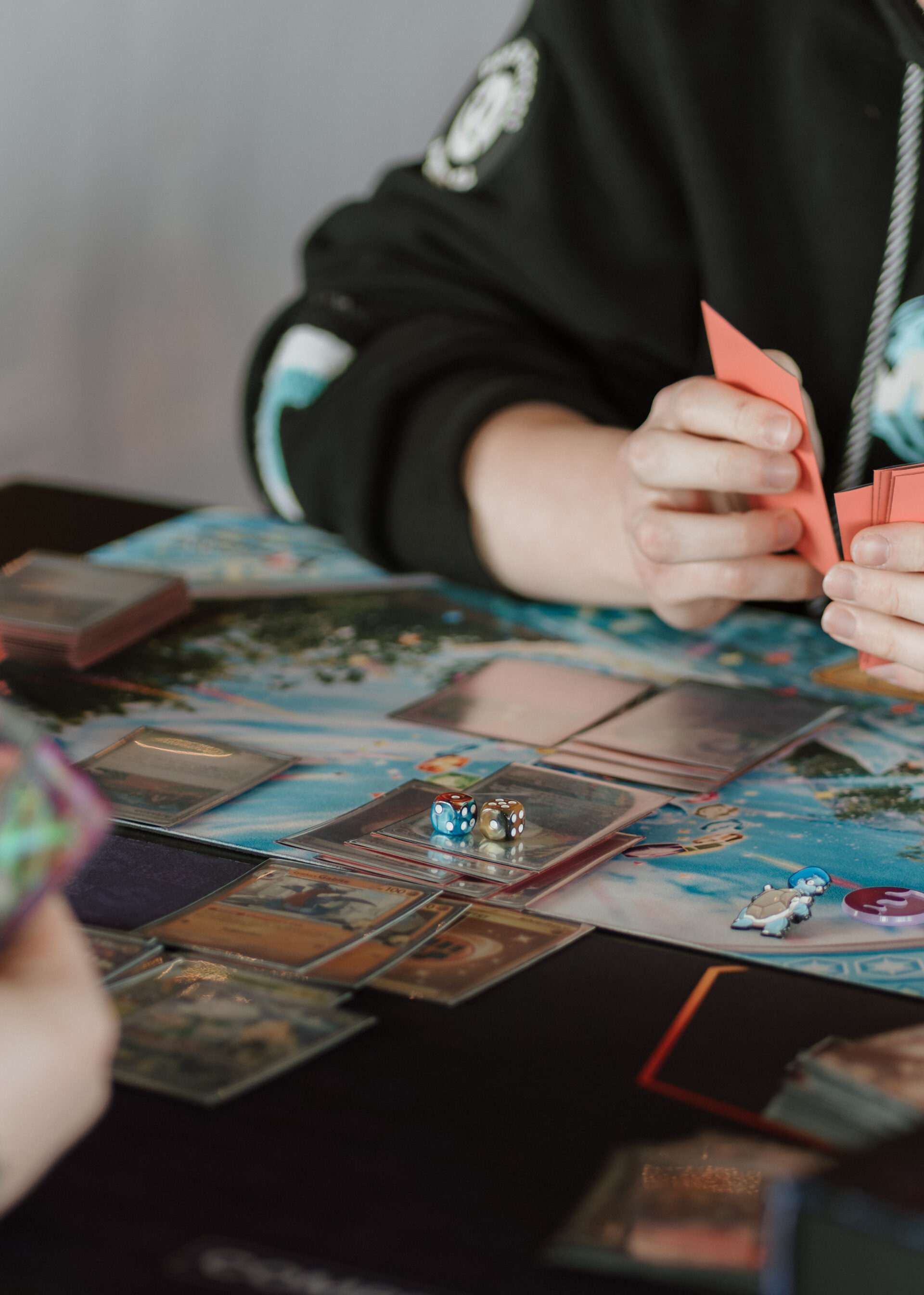 Close-up of a TCG game in progress